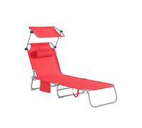 Tumbona plegable con respaldo reclinable y parasol ogs48-r sobuy