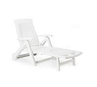 Tumbona Plegable Circonita con Ruedas Polipropileno 72 x 195 x 101cm (Blanco) - IPAE PROGARDEN