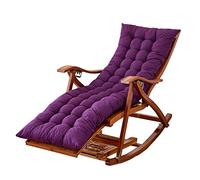 Tumbona plegable de bambú, mecedora plegable ajustable con cojín y masaje de pies, 172.4 kg, color morado