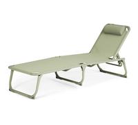 Tumbona Plegable De Jardín, Con Cojín, Verde - N