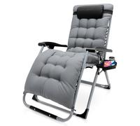 Tumbona plegable de jardín para camping, 200 kg, respaldo extra ancho de 72 cm, tumbona de jardín plegable, ajustable de 90° a 170°, adecuada para jardín, playa, piscina, césped al aire libre (gris)