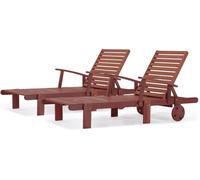 Tumbona plegable de madera «tokio» - caoba - acajú marrón - lote de 2