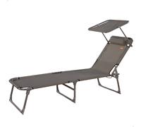 Tumbona Plegable de Playa con Parasol y Cojín Acolchado, 193x53x30 Cm, Gris