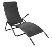 Tumbona Plegable de ratán sintético Negra,Tumbonas-42946