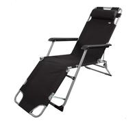 AKTIVE Tumbona Plegable y reclinable Negra, 2 Posiciones, Antivuelco, Material: Acero y textileno, Medidas: 178x60x89cm, Peso máx. soportado 110Kg, Tumbonas Plegables para Playa y (62297)