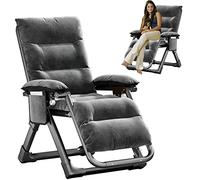 Tumbona Plegable Jardin, Silla Reclinable Exterior con Soporte para Bebidas Y Respaldo Ajustable, Tumbona Gravedad Cero Ideal para Uso En La Terraza O Jardín (Color : Lounge Chair with Black Mat)