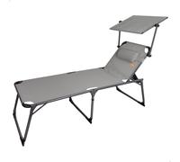 Tumbona Plegable Multiposición XL con Parasol y Cojín, 193x67x48 Cm, Gris
