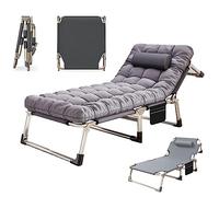 Tumbona plegable para exteriores con almohadilla de cuentas extragrande de 190 cm y función de ingravidez, silla de jardín ideal para playa, patio y camping