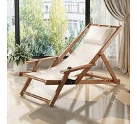 Tumbona plegable para exteriores con respaldo ajustable y reposabrazos ancho para jardín, patio, piscina, playa y porche, color marrón