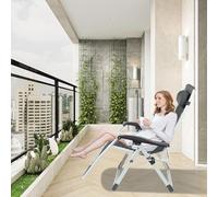 Tumbona plegable para tumbona, silla de jardín, silla reclinable para patio, jardín, playa, capacidad 200 kg (178 x 66 x 95 cm (negro-b) (2 pc))