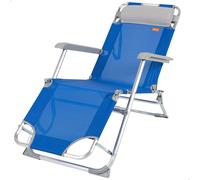 Tumbona Plegable Playa Reclinable 3 Posiciones con Cojín Extraíble, 47x153x33 Cm, Azul