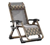 Tumbona plegable - Silla reclinable ajustable al aire libre para playa y patio para adultos, color gris y marrón, perfecta para jardín y camping