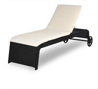 Tumbona poliratán 200x60x40cm cojín crema respaldo ajustable