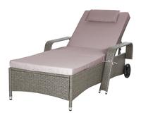 Tumbona poliratán crema taupe 193x90cm reclinable