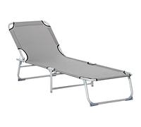 Tumbona reclinable Outsunny Cama plegable de camping con respaldo ajustable en 4 posiciones, para viajes, interior, exterior, oficina, pesca, gris