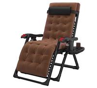 Tumbona reclinable plegable con reposapiés acolchado, silla de jardín al aire libre para patio, piscina, playa y camping, uso en interiores, color marrón