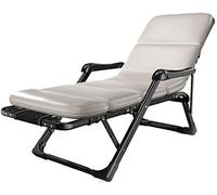 Tumbona Sillas de jardín Sillón reclinable plegable para jardín, Tumbona para cama de ocio para oficina, Tumbona con almohadilla de algodón de cuero simulado, Masaje de pies y manos ajustable portátil
