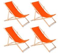 Tumbonas de playa jardin sol set de 4 unidades naranja madera de haya plegables