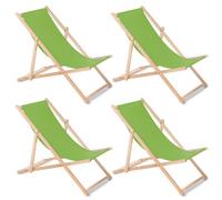 Tumbonas para playa y sol en jardín en set de 4 de madera de haya verde