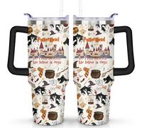 Tumbos Magic Harrly con asa y pajita, diseño de película - taza de acero inoxidable aislada al vacío reutilizable, para coche y viajes