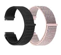 TumCez 18 mm, 19 mm, 20 mm, 22 mm, correa para hombre y mujer, ajustable de liberación rápida correas de reloj de nailon para Samsung/Garmin/Fossil/Amazfit/Huawei Reloj, Black+Pink Sand, 19mm, Correa