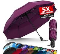 TUMELLA Paraguas de Viaje Más Resistente al Viento (Compacto, Superior y Hermoso), Paraguas de Lluvia Pequeño, Fuerte pero Ligero, Portátil y de Plegado Automático, Agarre Premium Duradero, Cabe en