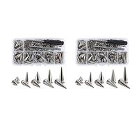Tuminsi 140 Juegos de Pinchos Y Tachuelas de Forma Mixta Plateada Kit de Remaches de con Pinchos de Cocodrilo para Ropa Zapatos Cinturones DIY