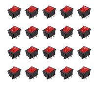 Tuminsi 20X Luz Roja Iluminada DPST ON/OFF Interruptor del Balancin de Broche en 16A 20A 250V AC