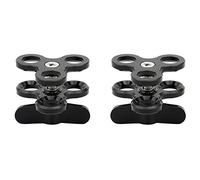 Tuminsi 2X Abrazadera de Bola 3 Agujeros Luces de Buceo Brazo Bola Mariposa Clip Soporte de Montaje para Cámara de Acción Linterna Trípode, Negro
