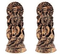 Tuminsi 2X Estatua de Dioses Nórdicos Tallado Altar Pagano Asatru Vikingo Escultura de Diosas Panteones Escandinavos-A