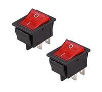 Tuminsi 2X Luz roja iluminada DPST ON/OFF Interruptor del balancin de broche en 16A 20A 250V AC