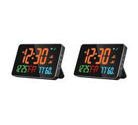Tuminsi 2X Reloj Despertador Digital con WiFi, Letras Extra Grandes, Temperatura y Humedad, Calendario, Semana, B
