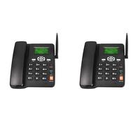 Tuminsi 2X Teléfono Inalámbrico de Escritorio Compatible con gsm 850/1800/1900 MHz, Tarjeta SIM Dual, Teléfono Fijo 2G con Antena, Radio y Enchufe de la UE