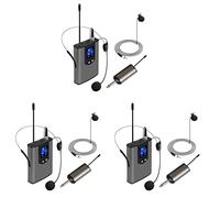 Tuminsi 3X Auriculares Inalámbricos Portátiles UHF/Micrófono de Solapa Lavalier con Transmisor de Cuerpo Y Receptor Salida de 1/4 de Pulgada, para Actuaciones En