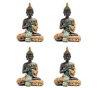 Tuminsi 4X Estatua de Buda Tailandia Escultura de Resina Hecha A Mano Budismo Hindú Feng Shui Estatuilla Meditación Decoración del Hogar Adorno