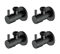 Tuminsi 4X Válvula de ángulo Negro Válvula de Parada de Agua de Acero Inoxidable 304 Accesorios de Baño Generales Una Prueba de Fugas de Agua Fría Y Caliente