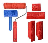 Tuminsi 6 Piezas de Herramientas Grano de Madera de Mano, Pintura de Arte, Herramienta de Grano de Madera Roja, Herramienta de Grano de Madera de Goma, Juego BáSico de Granulado de Madera