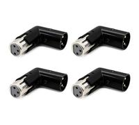Tumintu Adaptador de ángulo XLR de 4 piezas de 3 pines, ajustable, macho a hembra, adaptador XLR de 90 grados, conector niquelado de 3 pines para audio