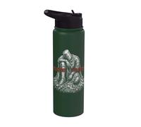 Tummy Hurts Funny Medieval Knight Gothic Art Dark Humor Stainless Steel Insulated Water Bottle