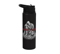 Tummy Hurts Funny Medieval Knight Gothic Art Dark Humor Stainless Steel Insulated Water Bottle