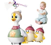 Tummy Time Duck Family Toy, pato caminante con patos bebé, paquete de 3 patos oscilantes for el tiempo boca abajo, juguetes for bebés de 6 a 12 meses, múltiples modos, juguete luminoso y gateando for