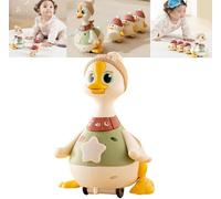 Tummy Time Duck Family Toy, Swinging Crawling Walking Duck with Baby Ducks, Swinging Ducks Tummy Time Toys for Toddlers 1-3 (B)