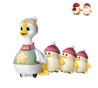 Tummy Time Duck Family, Tummy Time Duck Toy, Baby Musical Duck Toy Dancing Walking Tummy Time Toys Light Up, Baby Toys 6-12 Months, 3 Pack Swinging Ducks Tummy Time Toys, Crawling Toys(1+3 goslings)