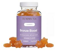 TummyTox Bronze Boost Gummies con Betacaroteno y Licopeno, 60 Gominolas | Acelerador bronceado con vitamina C, vitamina E y cobre añadidos. 2 gominolas bronceadoras veganas al día con sabor a naranja
