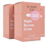 TummyTox Night Burner Drink con Colina, Algarroba, Melisa, Achicoria | 30 sobres para 30 días con colina, algarroba, melisa, achicoria, vitamina C y vitamina B6. Sabor a lima, vegano, sin gluten