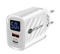 Tumotsit Enchufe Pared USB - Bloque USB Tipo C Doble Puerto con Pantalla Digital | Cargador Pared Doble Puerto para Viajes Negocios, Viajes, Accesorios