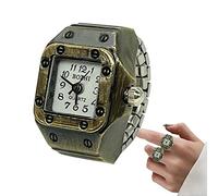 Tumotsit Finger | Reloj vintage - Pequeño estilo puntero dedo bronce cuarzo con correa retráctil para mujer