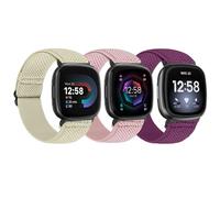 TumpCez Correa elástica de nailon compatible con Fitbit Versa 4/Fitbit Sense 2/Fitbit Versa 3/Fitbit Sense, correas elásticas suaves y ajustables de repuesto para mujeres y hombres, beige, arena rosa