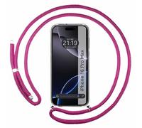 Funda Colgante Transparente para iPhone 16 Pro MAX (6.9) con Cordon Rosa Fucsia