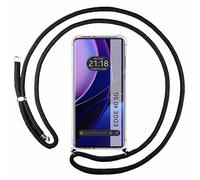 Tumundosmartphone Funda Colgante Transparente para Motorola Edge 40 5G con Cordon Negro